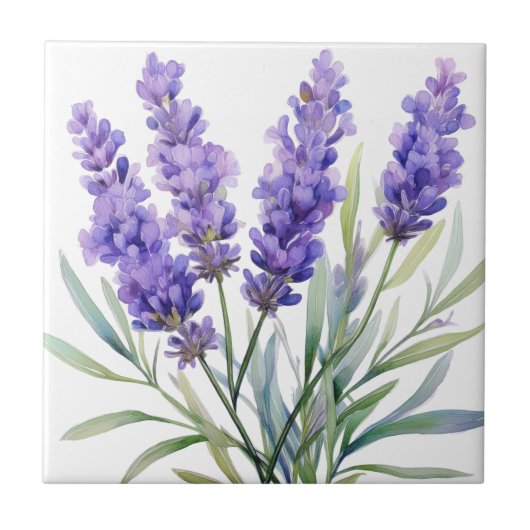 Watercolor Lavender Flowers タイル (正面)