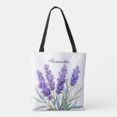 Watercolor Lavender Flowers トートバッグ (裏面)
