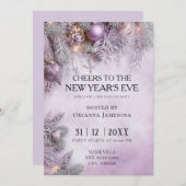 Watercolor lavender New Year's Eve Party 招待状 (正面/裏面)