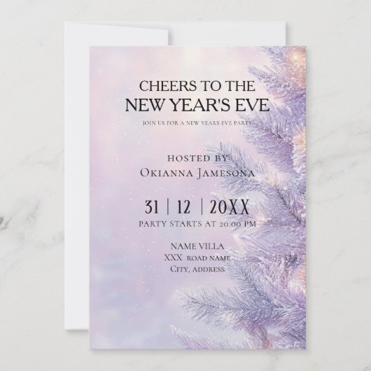 Watercolor lavender New Year's Eve Party  招待状 (正面)