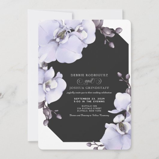 Watercolor Lavender Orchids Wedding Invitation  招待状 (正面)