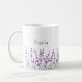 Watercolor Lavender Purple Floral Butterfly Mug コーヒーマグカップ (左)