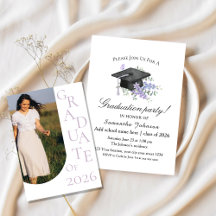 Watercolor Lavender Purple Floral Graduation