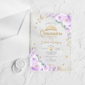 Watercolor Lavender Purple Floral Quinceanera アクリル招待状