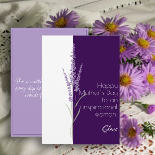 Watercolor lavender purple minimalist mother day シーズンカード