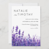 Watercolor Lavender Rustic Boho Botanical Wedding  招待状 (正面)