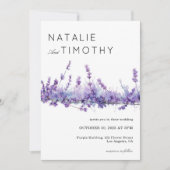 Watercolor Lavender Rustic Boho Botanical Wedding  招待状 (正面)