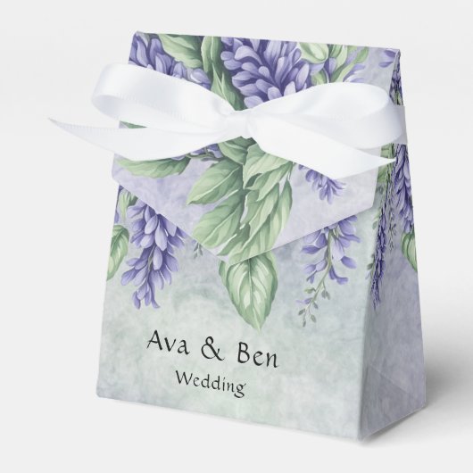 Watercolor Lavender Wisteria Wedding フェイバーボックス (正面サイド)