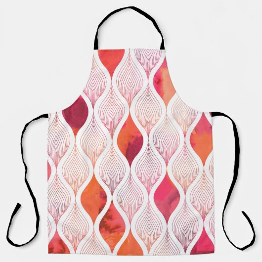 Watercolor leafs texture repeat modern pattern エプロン (正面)