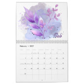 Watercolor Leaves 2026 Calendar | Botanical Nature カレンダー (2月 2027)