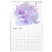 Watercolor Leaves 2026 Calendar | Botanical Nature カレンダー (2月 2027)