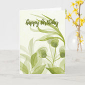 Watercolor Leaves Birthday カード (黄色い花)