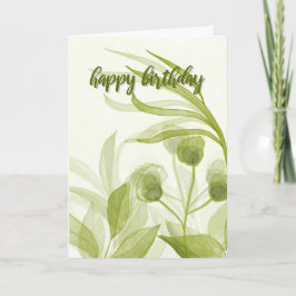 Watercolor Leaves Birthday カード
