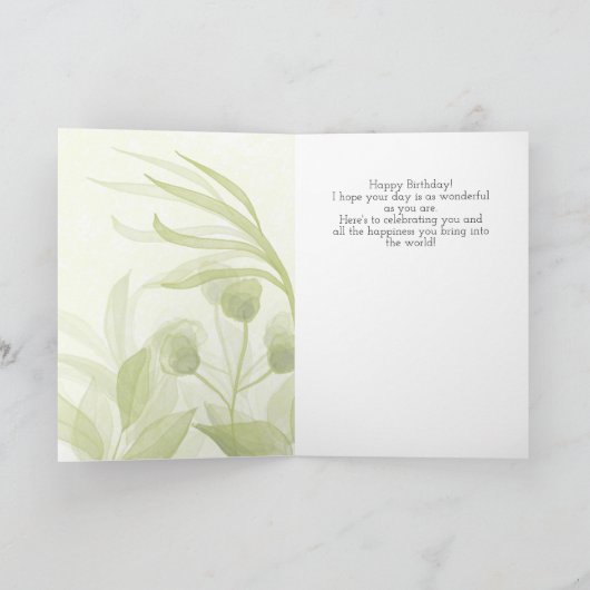 Watercolor Leaves Birthday カード (内部)