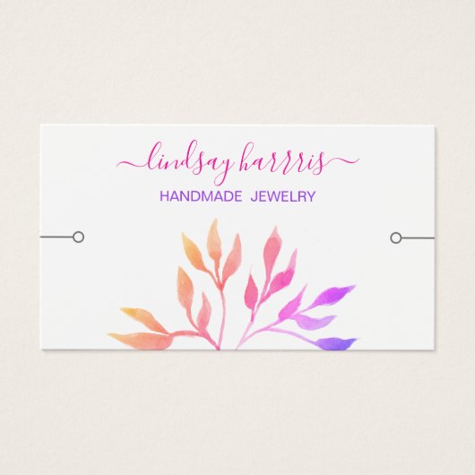 Watercolor Leaves Bracelet Jewelry Display Card (正面)