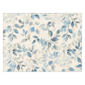 Watercolor Leaves Pattern Blue Beige Cream テーブルクロス (正面(横))