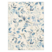 Watercolor Leaves Pattern Blue Beige Cream テーブルクロス (正面)