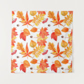 Watercolor leaves seamless pattern タペストリー (正面(横))