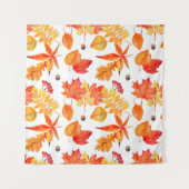 Watercolor leaves seamless pattern タペストリー (正面)
