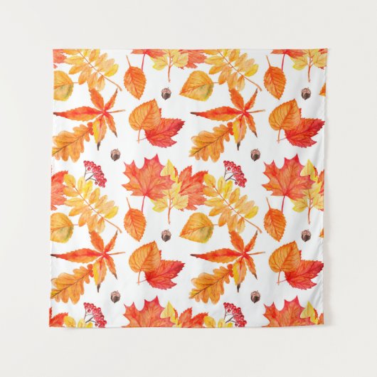 Watercolor leaves seamless pattern タペストリー (正面)