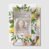 Watercolor Lemon Blossom Frame Celebration of Life ベラム紙招待状 (オフセット (カップル))