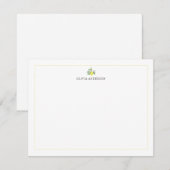 Watercolor Lemon Branch Yellow Border Personalized ノートカード (正面/裏面)
