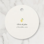 Watercolor Lemon Citrus Green Thank You Wedding フェイバータグ (裏面)