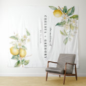Watercolor Lemon Floral Wedding Backdrop タペストリー (インサイチュ(横))