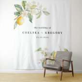 Watercolor Lemon Floral Wedding Backdrop タペストリー (インサイチュ)