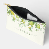 Watercolor Lemon Floral Zip Pouch アクセサリーポーチ (見開き)