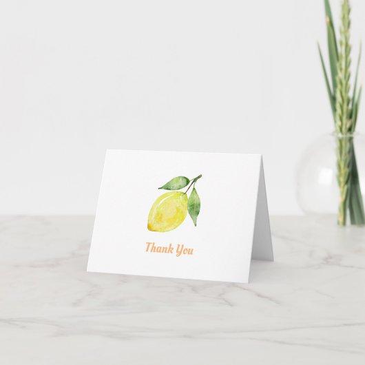 Watercolor Lemon Folded Thank You Card サンキューカード (正面)
