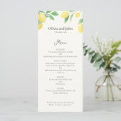 Watercolor Lemon Foliage Elegant Wedding Menu メニュー (スタンド正面)