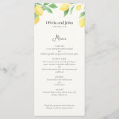 Watercolor Lemon Foliage Elegant Wedding Menu メニュー (正面)