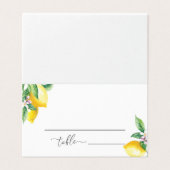 Watercolor lemon minimalist wedding place cards (外部フラット)