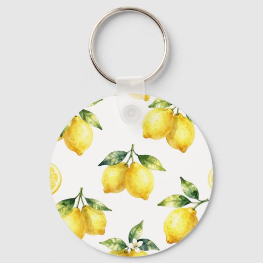 Watercolor Lemon Pattern キーホルダー (正面)