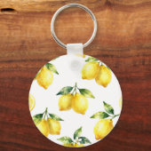 Watercolor Lemon Pattern キーホルダー (正面)