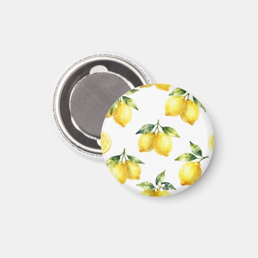 Watercolor Lemon Pattern マグネット (正面/裏面)