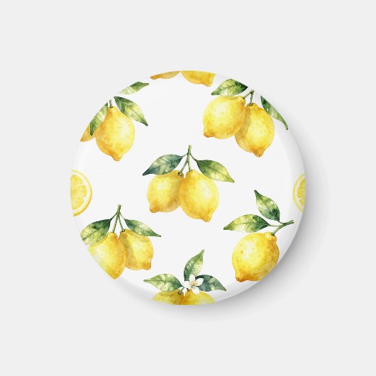 Watercolor Lemon Pattern マグネット (正面)