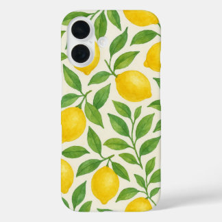 watercolor lemon pattern iPhone 16ケース