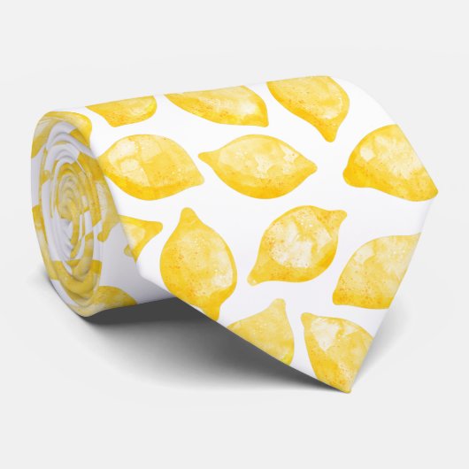 Watercolor Lemon Pattern Citrus ネクタイ (ロール)