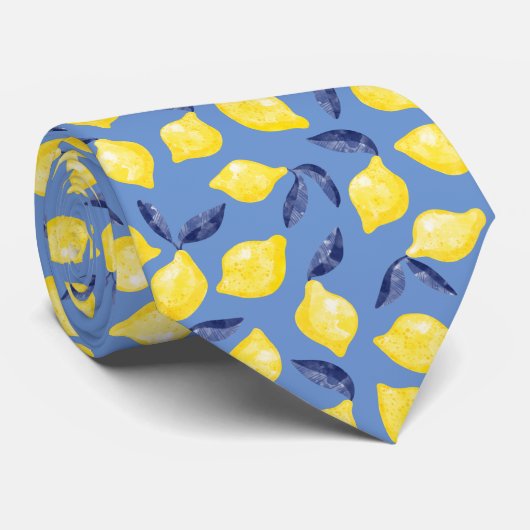 Watercolor Lemon Pattern Citrus ネクタイ (ロール)