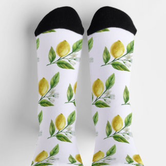Watercolor Lemon Pattern Socks ソックス