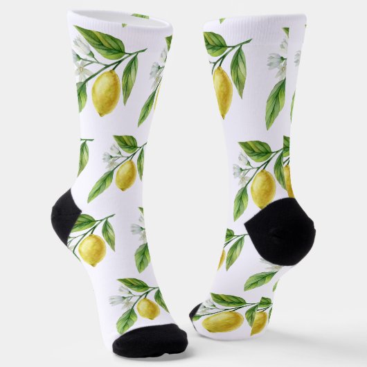 Watercolor Lemon Pattern Socks ソックス (傾斜あり)