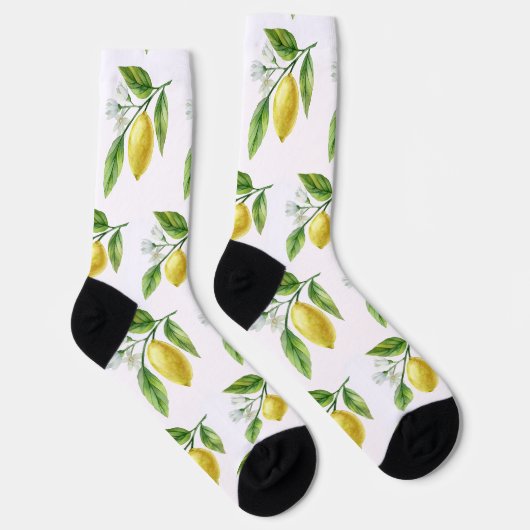 Watercolor Lemon Pattern Socks ソックス (右)