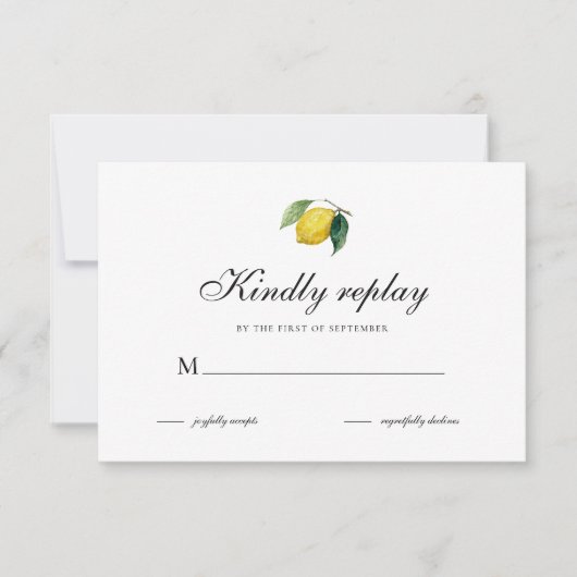 Watercolor Lemon RSVP Card | Mediterranean Citrus  (正面)