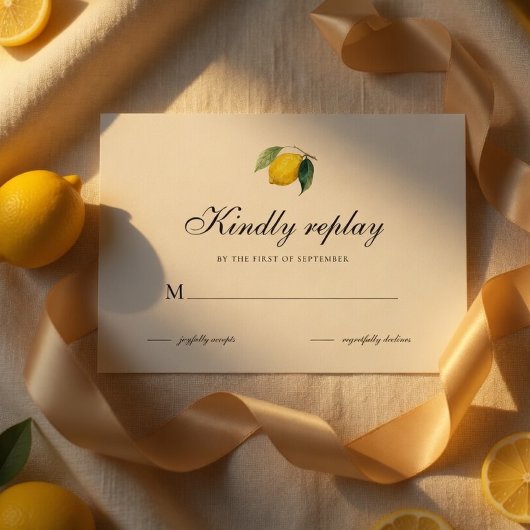 Watercolor Lemon RSVP Card | Mediterranean Citrus 