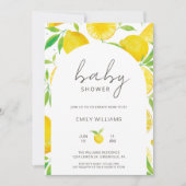 Watercolor Lemon Themed Baby Shower Invitation 招待状 (正面)