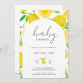 Watercolor Lemon Themed Baby Shower Invitation 招待状 (正面/裏面)