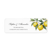 Watercolor Lemon Wedding Mediterranean ラベル (正面)
