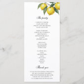 Watercolor Lemon Wedding Program | Mediterranean  メニュー (裏面)